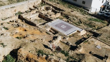 An aerial view of a roman remains, Antequera